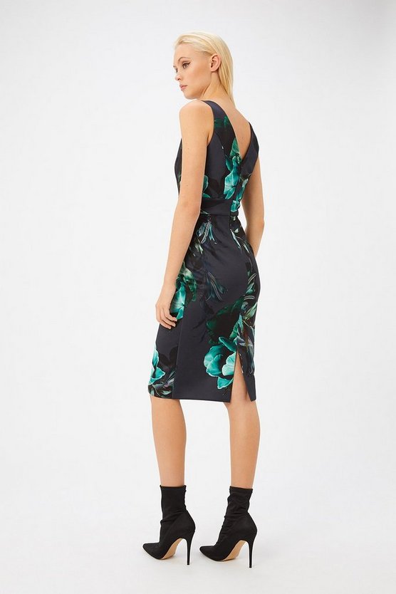 Floral Printed Scuba Shift Dress